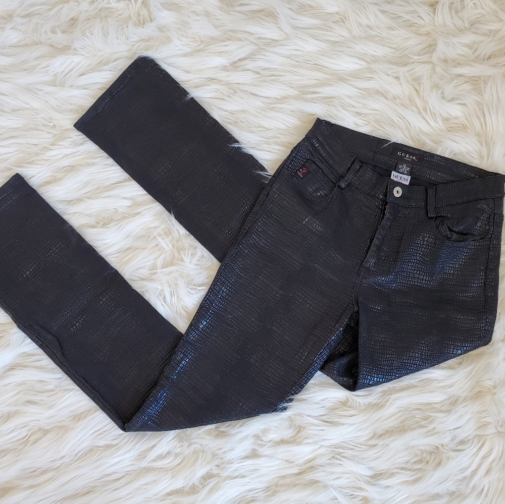 Rare GUESS Faux Snakeskin Leather Pants